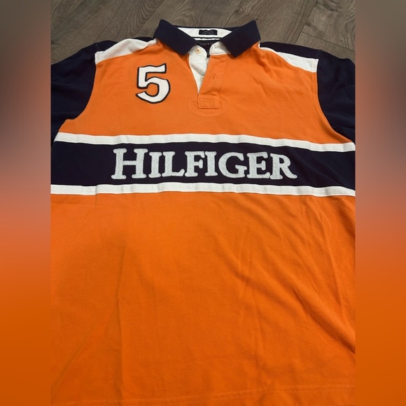 Men’s Tommy Hilfiger Orange and Navy Polo - Picture 2 of 5